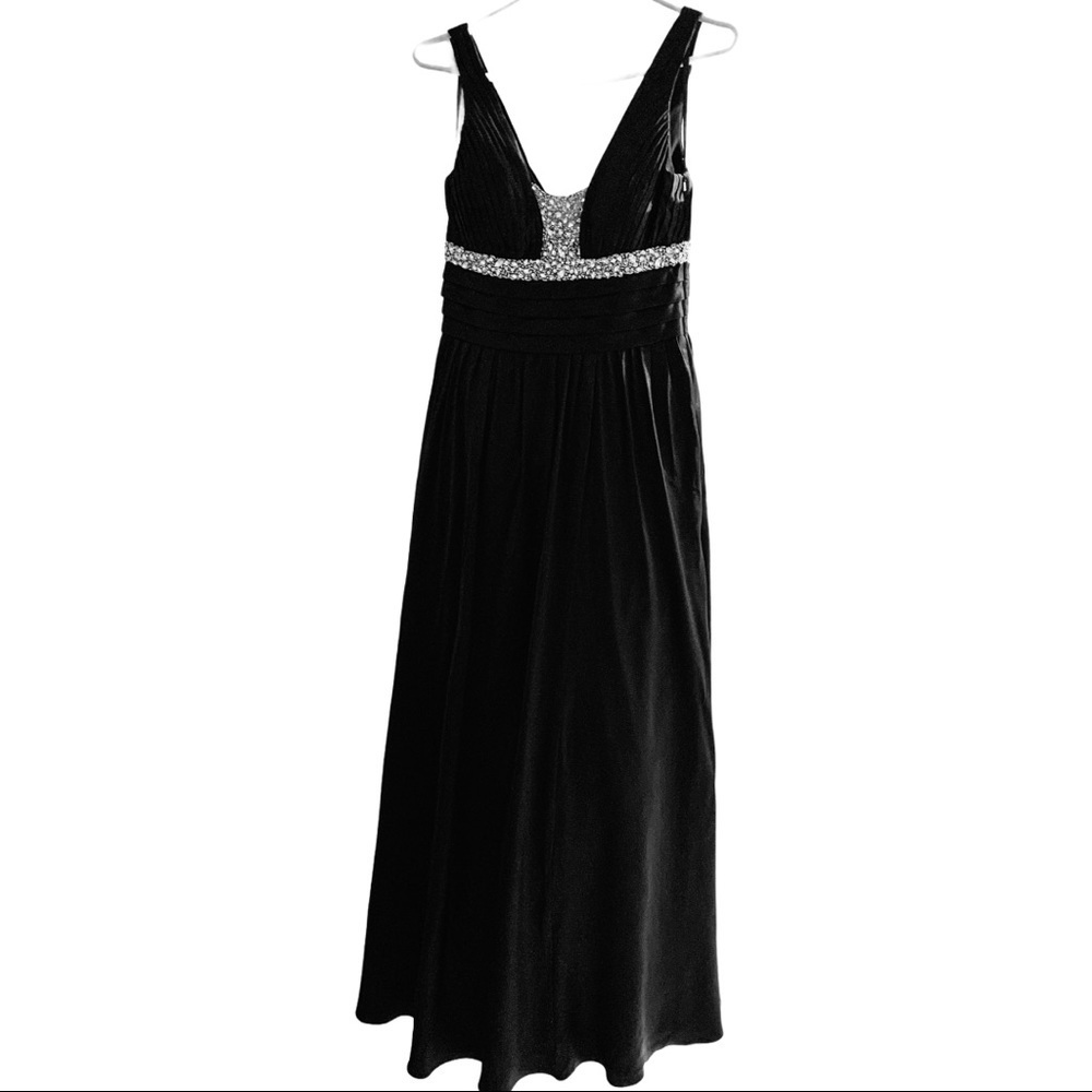 Basix 11 Rhinestone Formal Black Dress